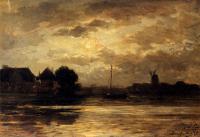 Philippe Lodowyck Jacob Sadee - View Of The Spaarne Haarlem By Moonlight